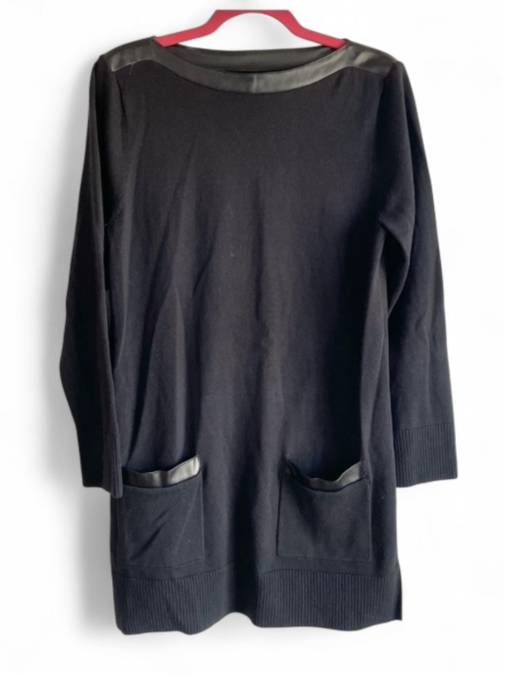 Eight Eight Eight Sweater Dress with Faux Leather Trim Size M